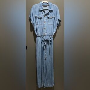 Lane Bryant Blue Denim Chambray Jumpsuit